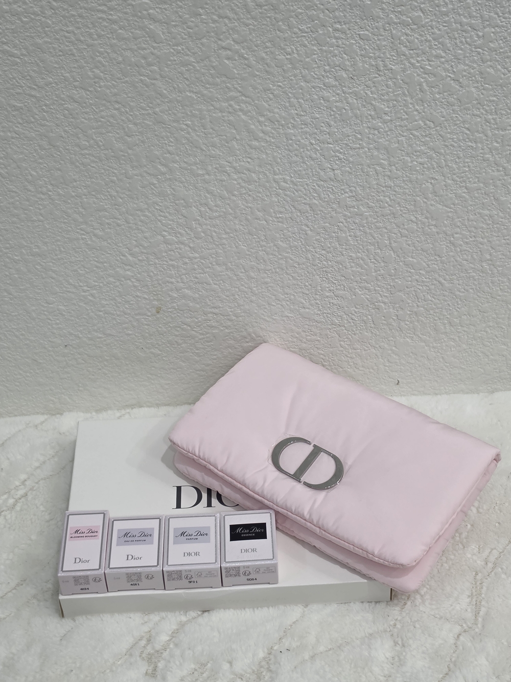 Dior Soft Pink Quilted Clutch with Silver CD Emblem